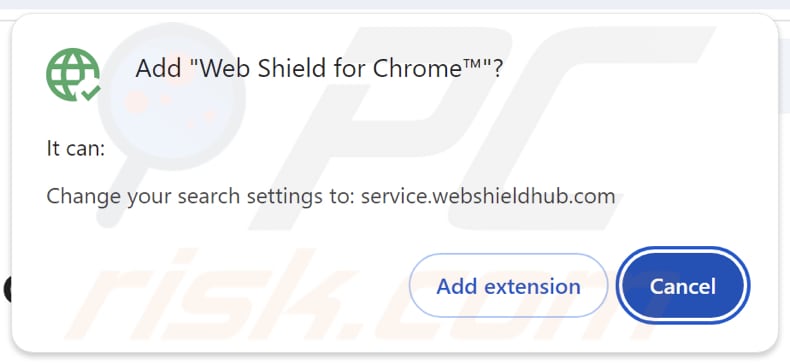 Web Shield for Chrome browser hijacker Um Erlaubnis bitten