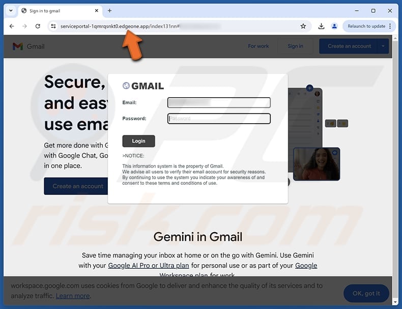 Spam Test E-Mail Betrug Phishing-Seite zum Stehlen von Informationen