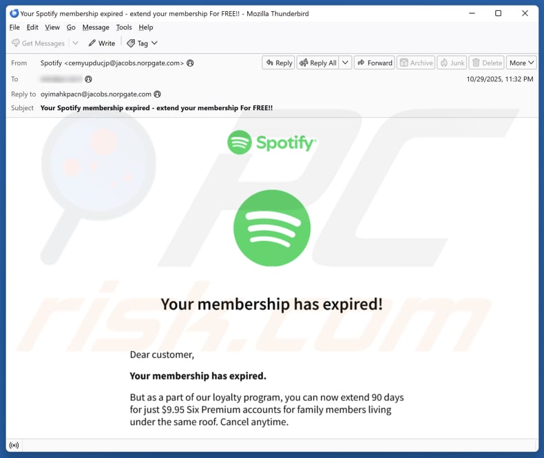 Email Account Failure Notice E-Mail Spam Kampagne