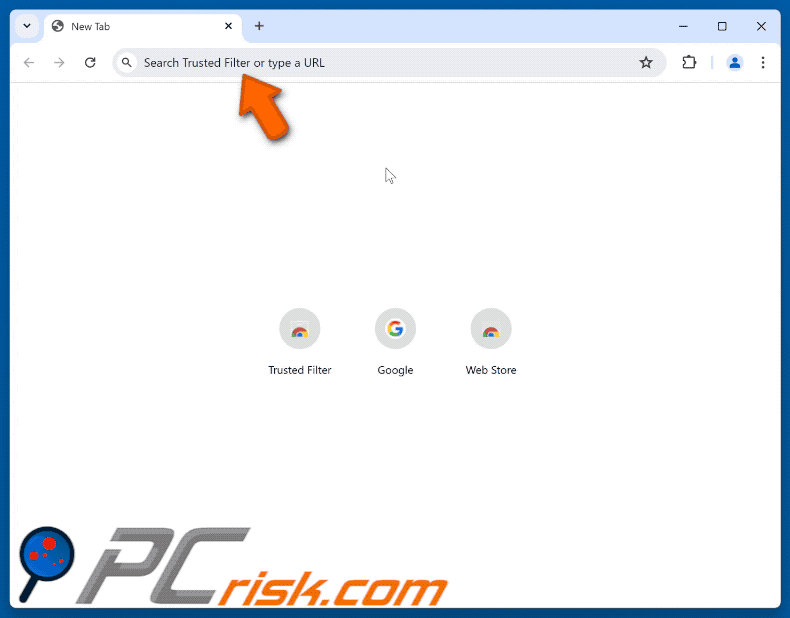 Trusted Filter browser hijacker Weiterleitung zu bing.com (GIF)