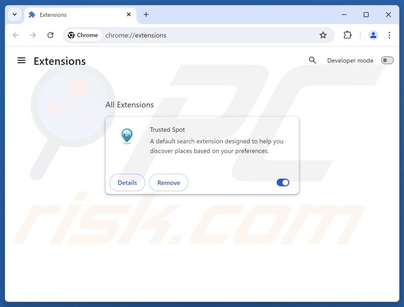Entfernen von Google Chrome-Erweiterungen im Zusammenhang mit trustedspotsearch.com