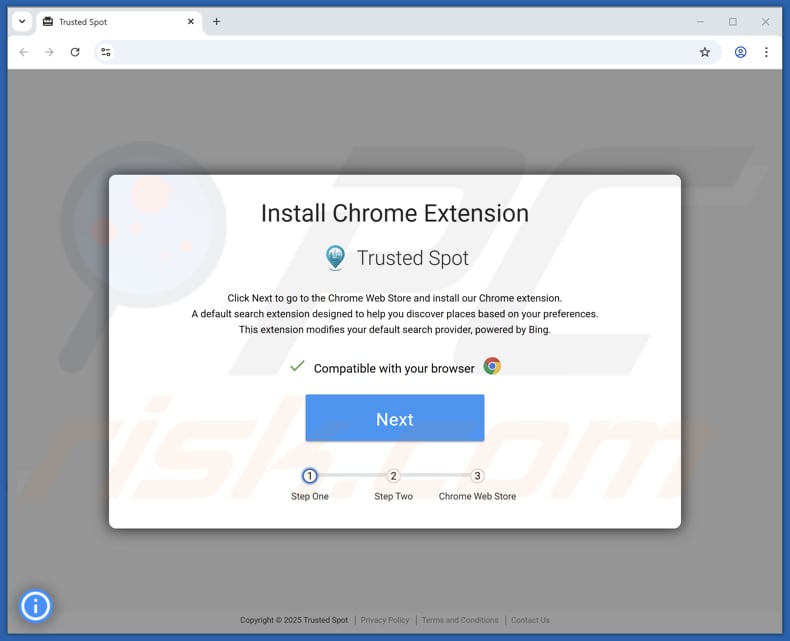 Website zur Werbung Trusted Spot browser hijacker