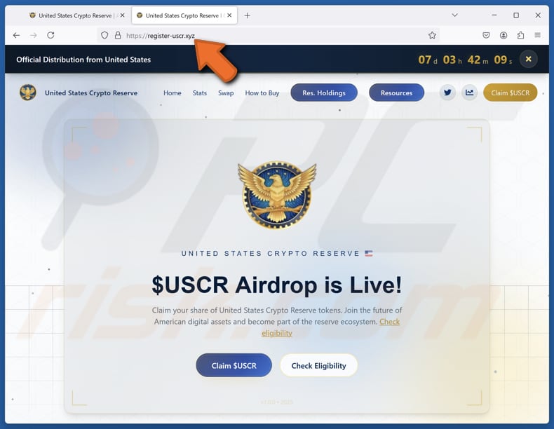 United States Crypto Reserve ($USCR) Airdrop Betrug eine andere Variante