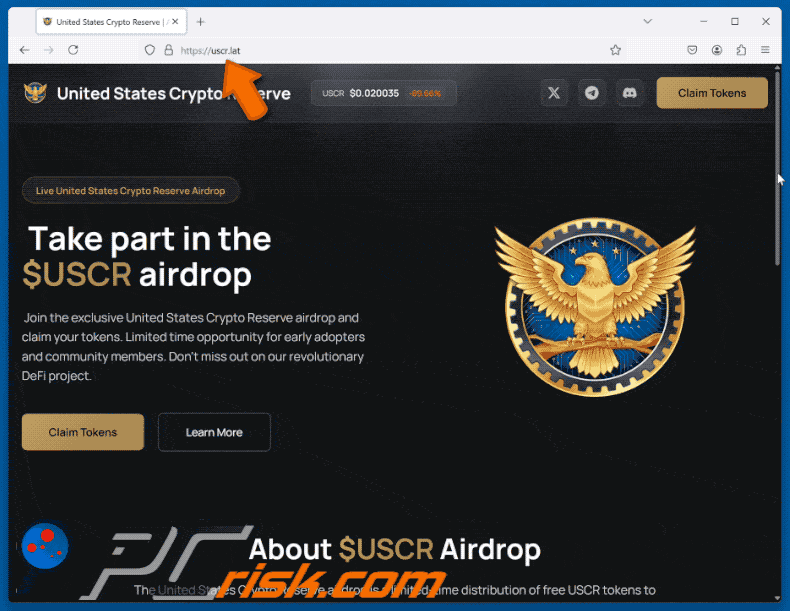 United States Crypto Reserve ($USCR) Airdrop Betrug Aussehen