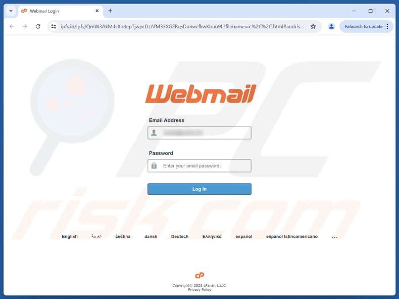 Unverified Login Attempt Email Betrug phishing Seite