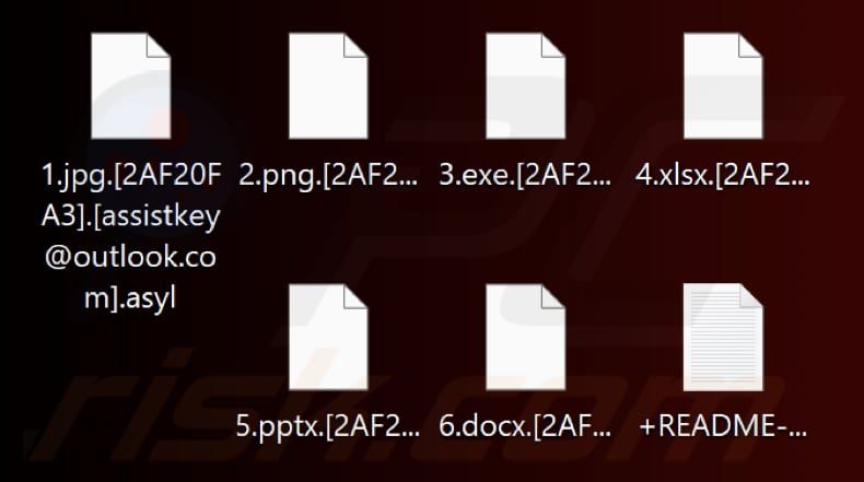 Mit Asyl Ransomware verschlüsselte Dateien (Dateiendung .asyl)
