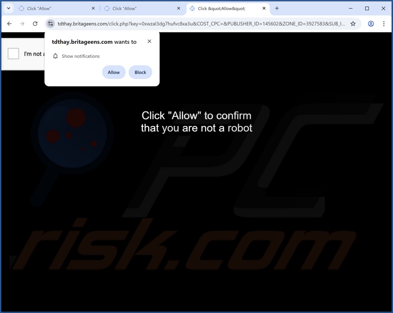 britageens[.]com pop-up Weiterleitungen