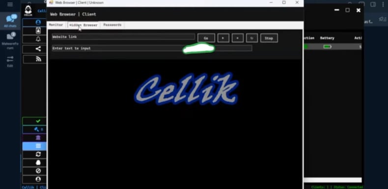Cellik RAT versteckter Browser