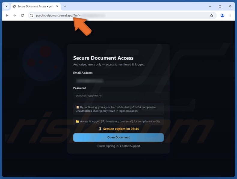 Contract Quote Email Betrug gefälschte Seite
