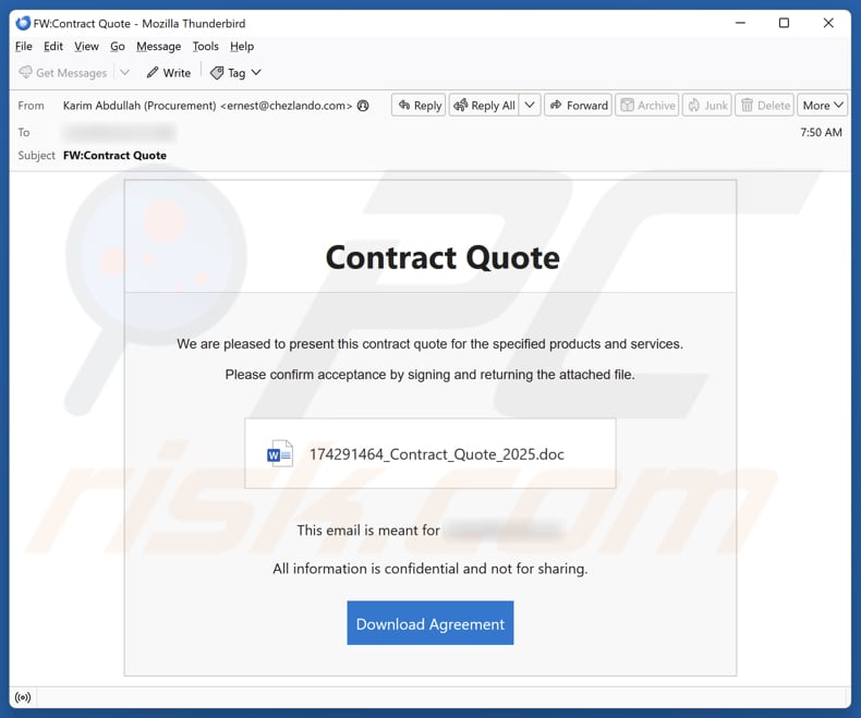 Contract Quote E-Mail spam kampagne
