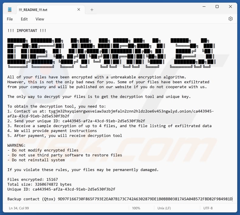 DEVMAN 21 ransomware Textdatei (!!!_README_!!!.txt)