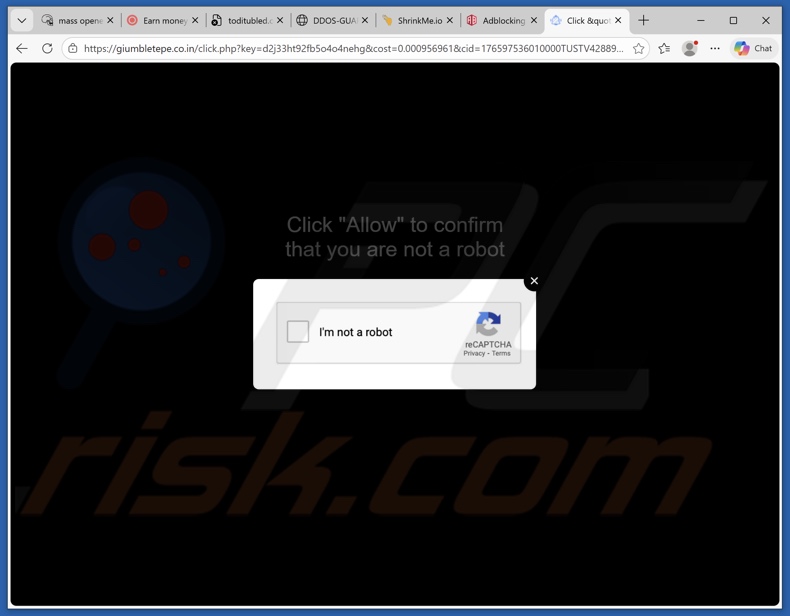 giumbletepe.co[.]in pop-up Weiterleitungen