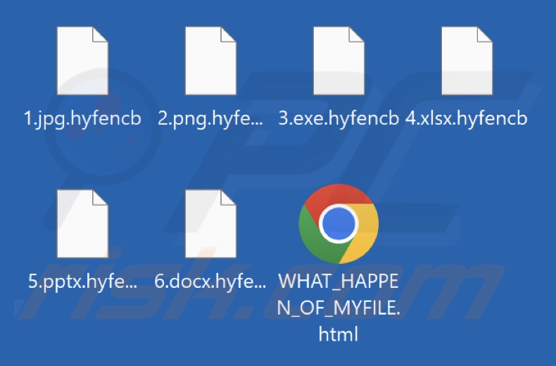 Mit der Ransomware HYFBTCLOCKER verschlüsselte Dateien (Erweiterung .hyfencb)