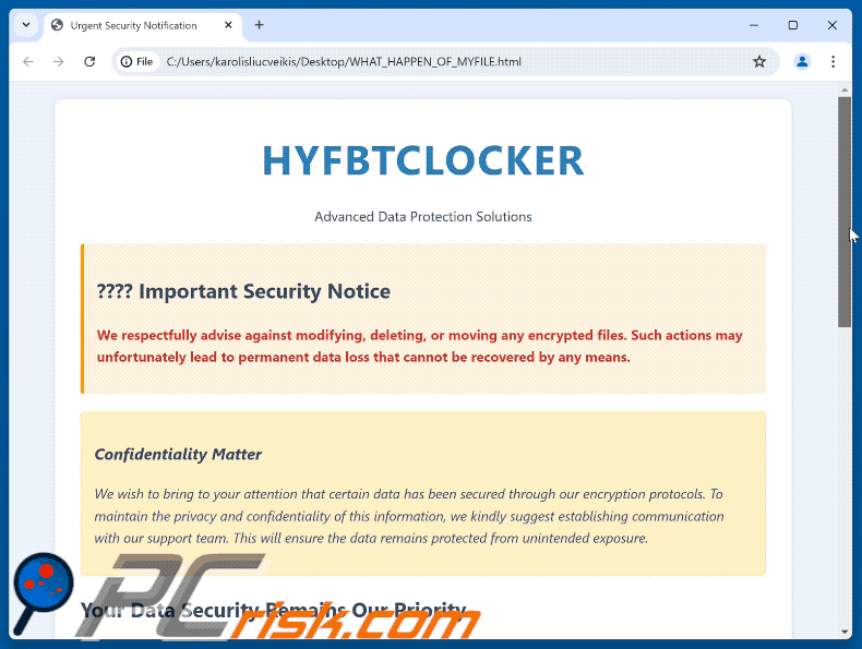 HYFBTCLOCKER ransomware Lösegeldforderung (WHAT_HAPPEN_OF_MYFILE.html) GIF