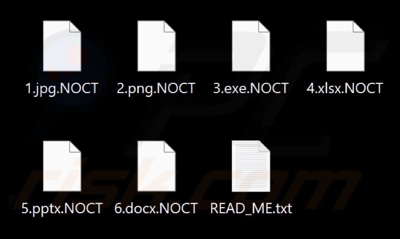 Mit NOCT-Ransomware verschlüsselte Dateien (Erweiterung .NOCT)