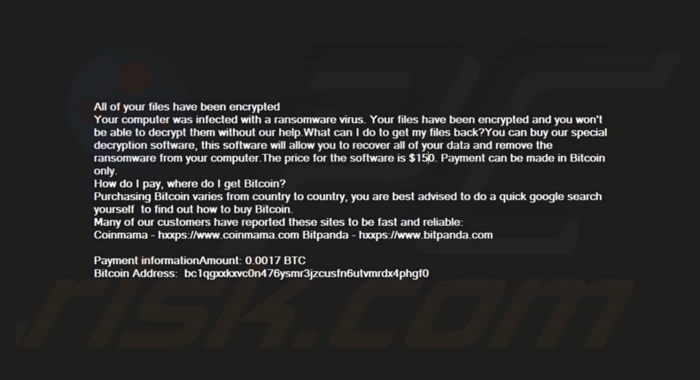 Pryct ransomware Tapete