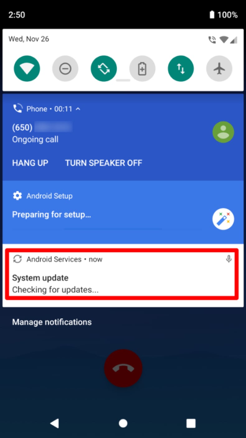 ResidentBat Spyware-Meldung, die während der Aufzeichnung eines Telefonats angezeigt wird