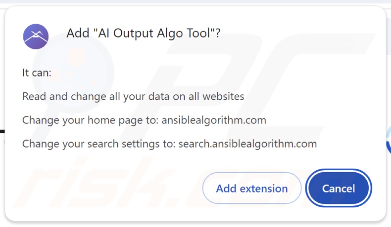 AI Output Algo Tool browser hijacker Um Erlaubnis bitten
