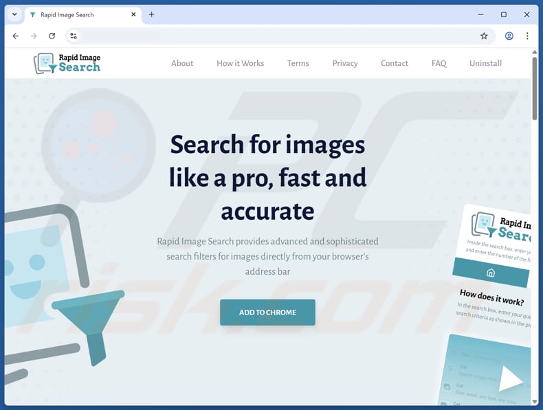 Website zur Werbung Rapid Image Search browser hijacker