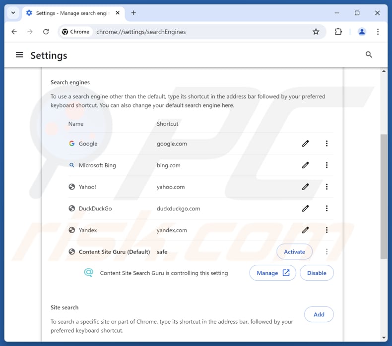 Entfernung von search.searchsafe.tech aus der Google Chrome-Standardsuchmaschine