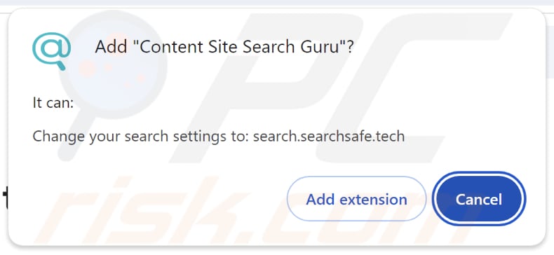 Browserentführer Content Site Search Guru fordert Berechtigungen an