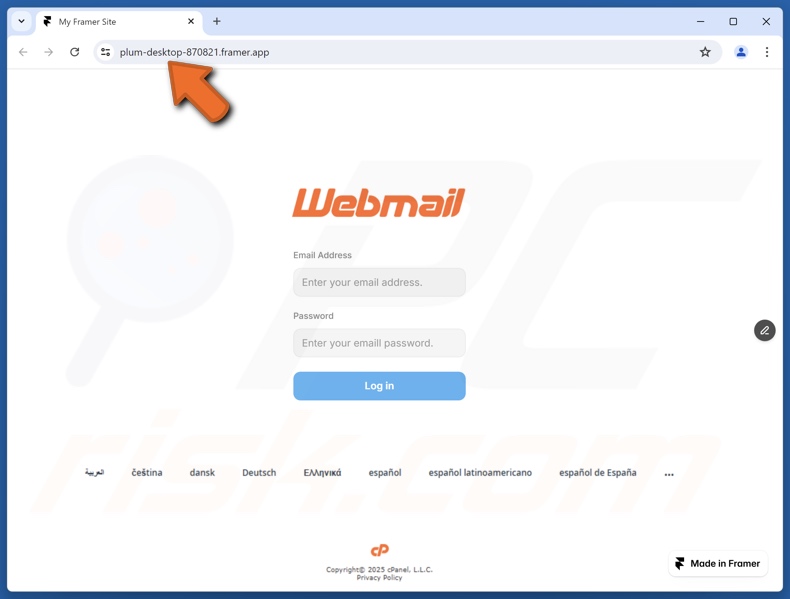 Security Challenges Betrugs E-Mail bewarb Phishing Website