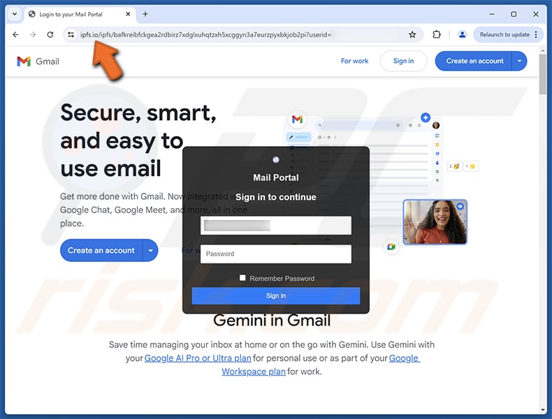 Security Warning Email Betrug gefälscht Website