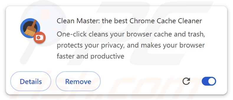 ShadyPanda Browser-Erweiterung (Clean Master: the best Chrome Cache Cleaner)