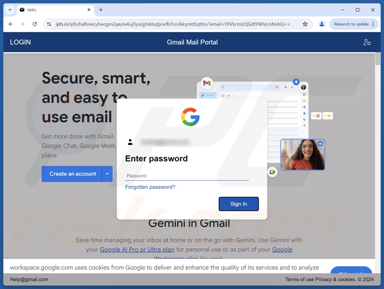 Special Christmas Bonus Betrugs E-Mail bewarb Phishing Website