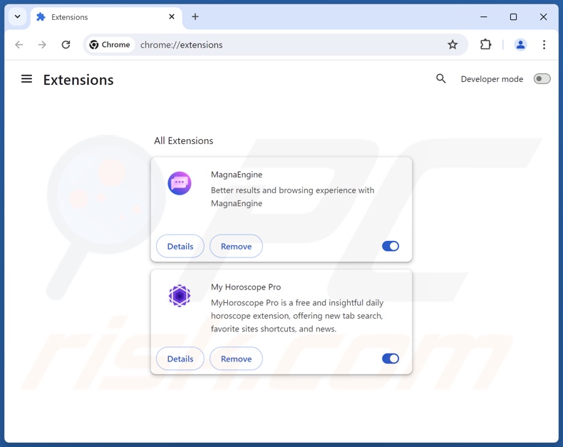 Entfernung betrügerischer Erweiterungen aus Google Chrome Schritt 2