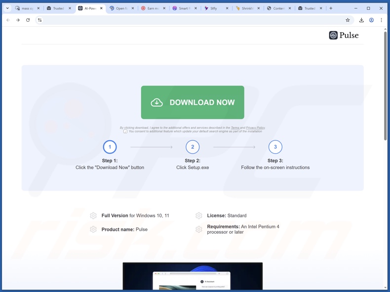 Website zur Bewerbung der Pulse PUA 2