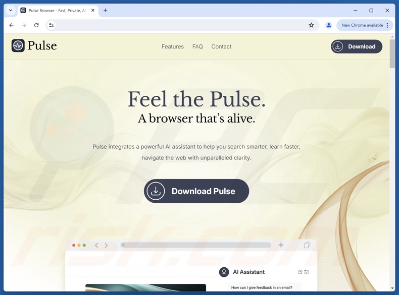 Website zur Bewerbung der Pulse PUA