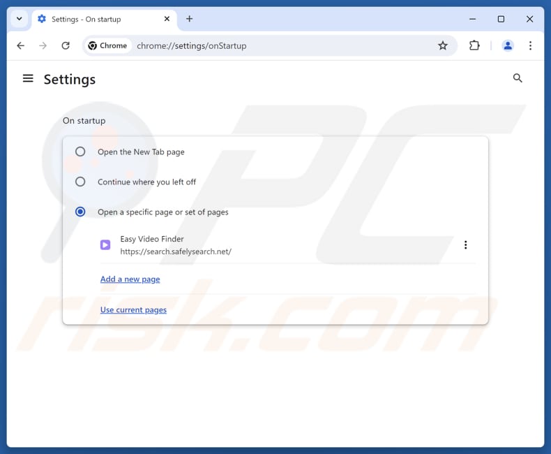 Entfernen von search.safelysearch.net aus der Google Chrome-Startseite