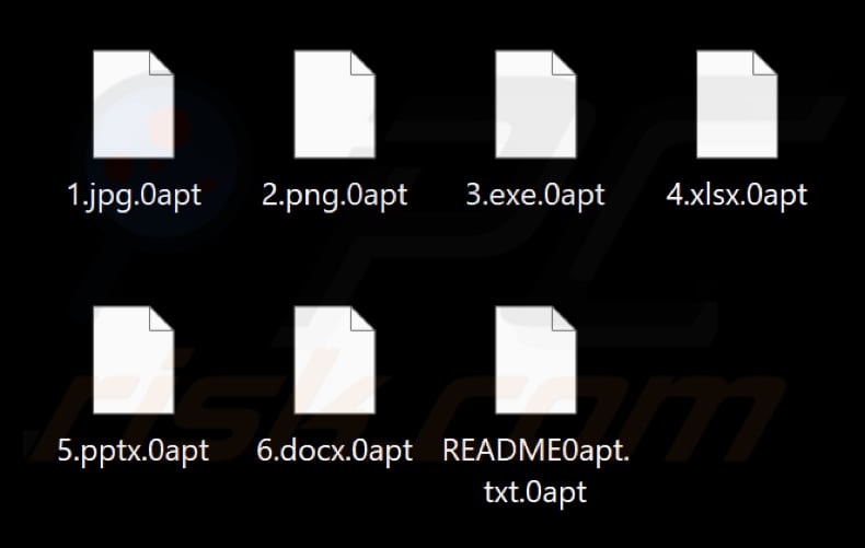 Mit 0apt Locker Ransomware verschlüsselte Dateien (Erweiterung .0apt)