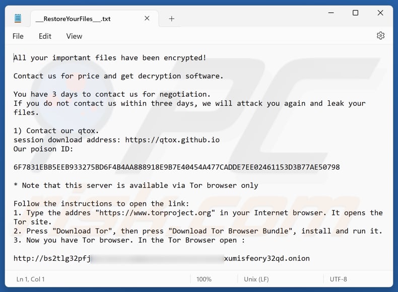 Reynolds Ransomware Textdatei (___RestoreYourFiles___.txt)