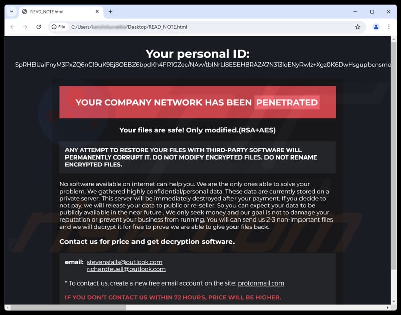Strike ransomware Lösegeldforderung (READ_NOTE.html)