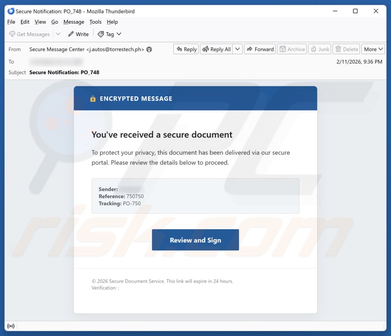 You've Received A Secure Document E-Mail Spam Kampagne