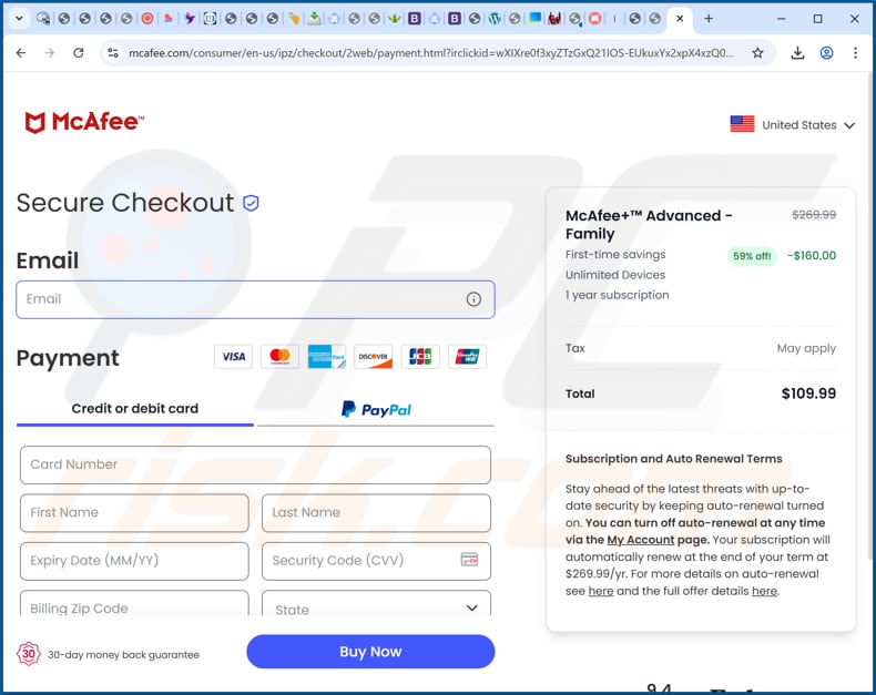 Website, für die betrügerische Werbung gemacht wird Your Google Account Was Hacked POP-UP