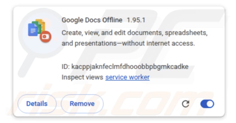Gefälschte Google Docs Offline Erweiterung