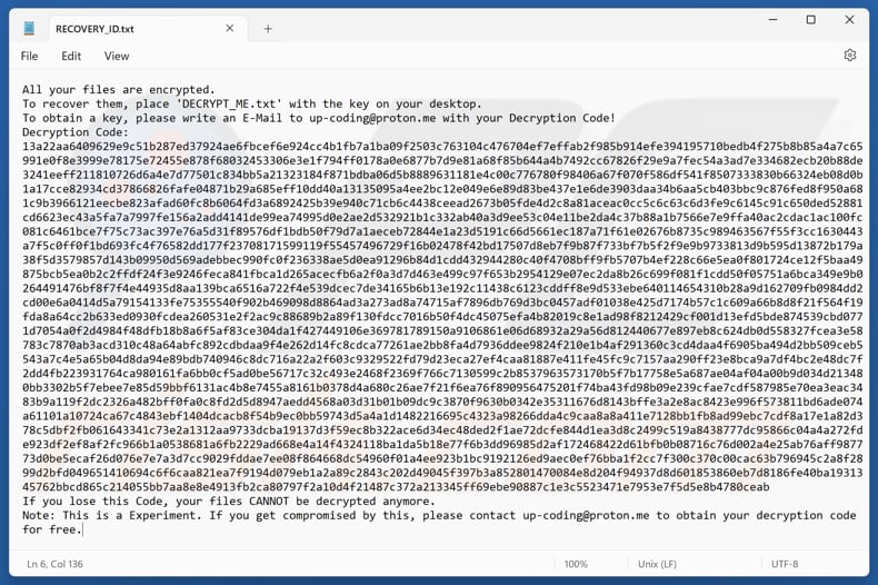 PCLocked ransomware Textdatei (RECOVERY_ID.txt)