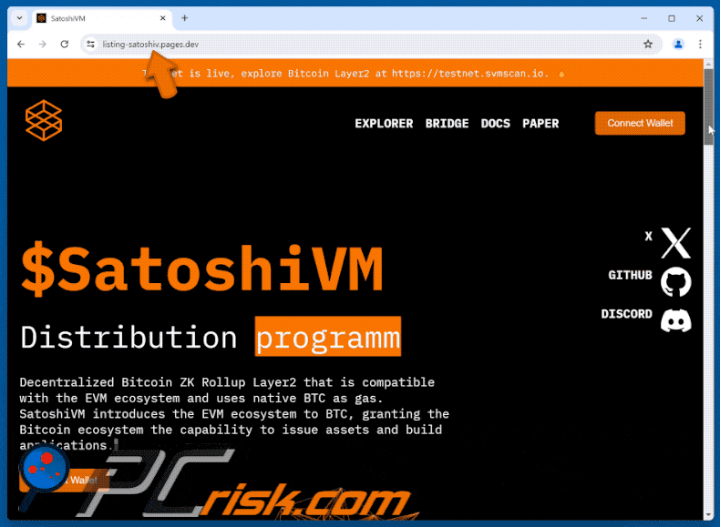 Auftreten des Betrugs mit dem SatoshiVM Verteilungsprogramm