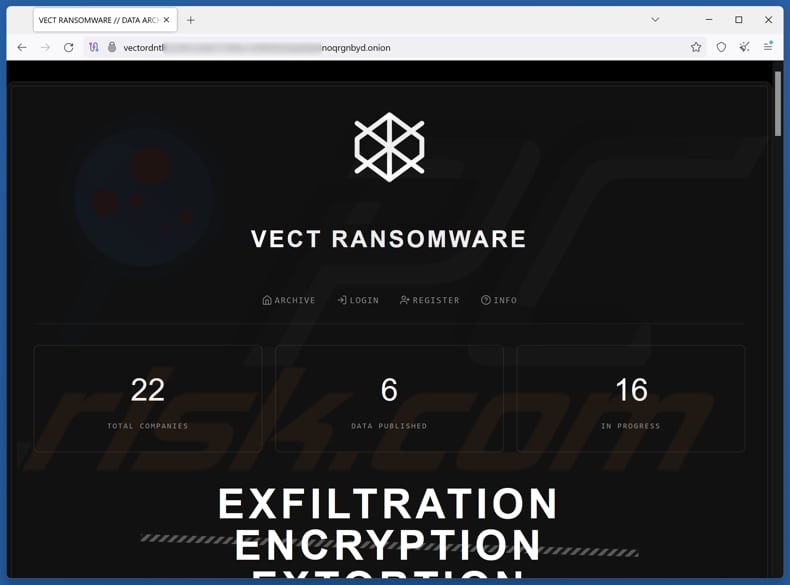Vect Ransomware TOR-Website