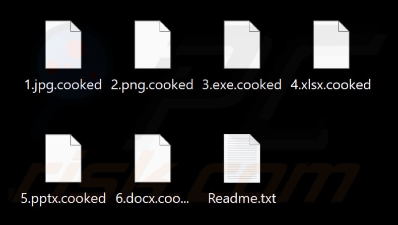 Von Cooked Ransomware verschlüsselte Dateien (Erweiterung .cooked)