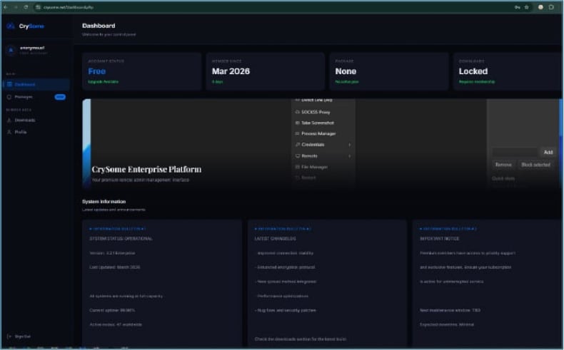 CrySome RAT Admin-Panel (Quelle cyfirma.com)