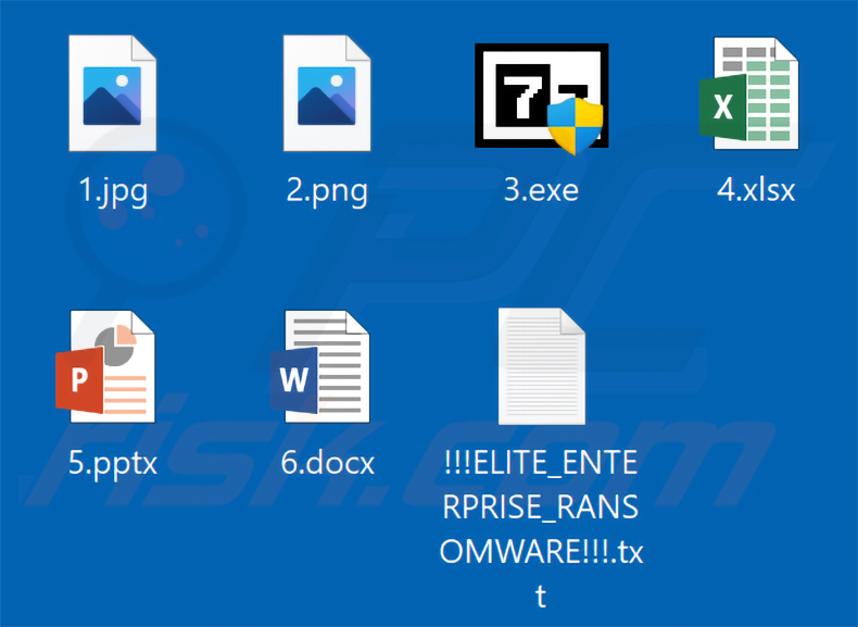 Von Elite Enterprise Ransomware verschlüsselte Dateien (keine Erweiterung hinzugefügt)