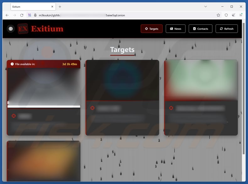 Exitium ransomware Website mit Datenlecks