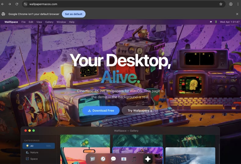 notnullOSX gefälschte WallSpace.app-Download-Website, die die Malware verbreitet (Quelle: moonlock.com)