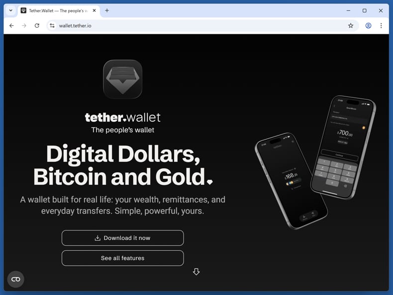 Tether Wallet Voting Rewards Betrug - echte Website wallet (tether.io)