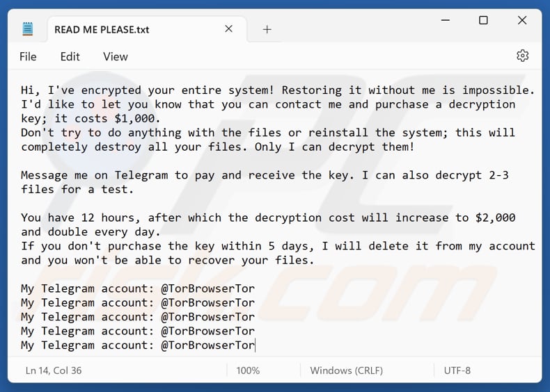 TorBrowserTor Ransomware Textdatei (READ ME PLEASE.txt)