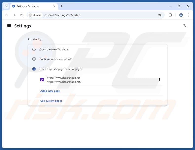 Entfernung von aisearchapp.net aus der Google Chrome Startseite